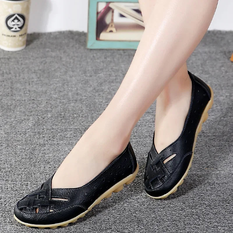 Mode Pure | Chaussures en cuir plat creux et respirant
