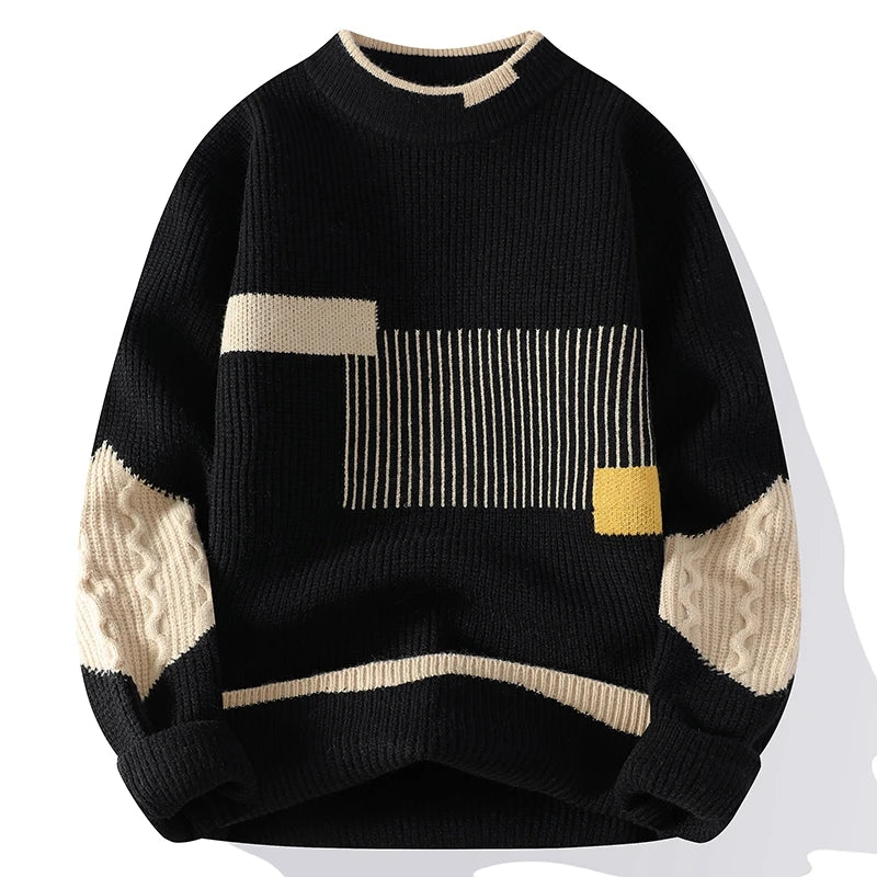 Mode Pure™ | Pull à col montant en patchwork pour hommes