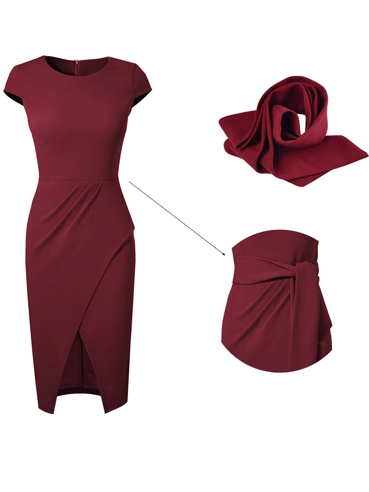Valérie | Robe chic ceinturée avec fente
