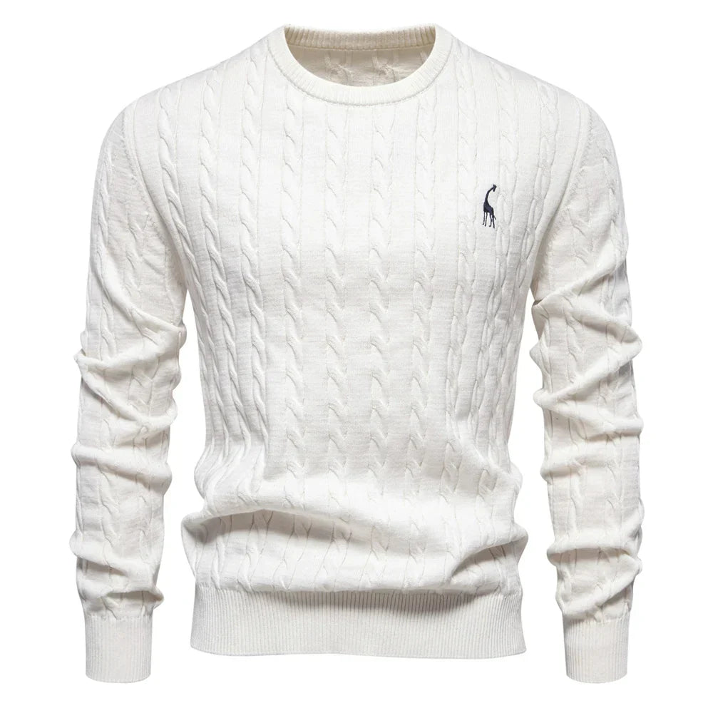 Mode Pure | Pull Tricoté avec Broderie de Girafe