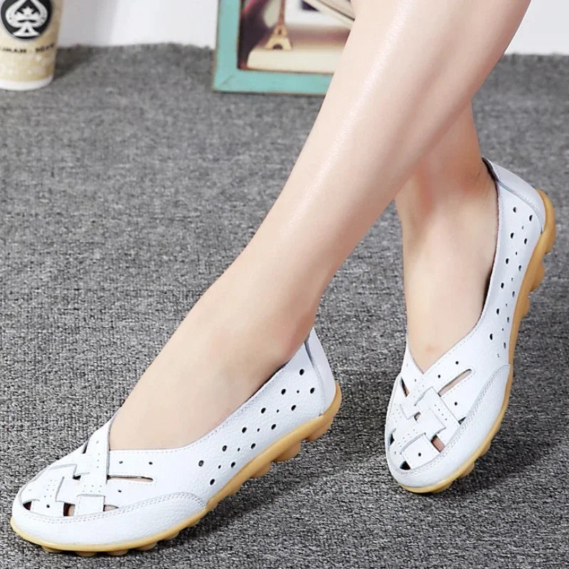 Mode Pure | Chaussures en cuir plat creux et respirant