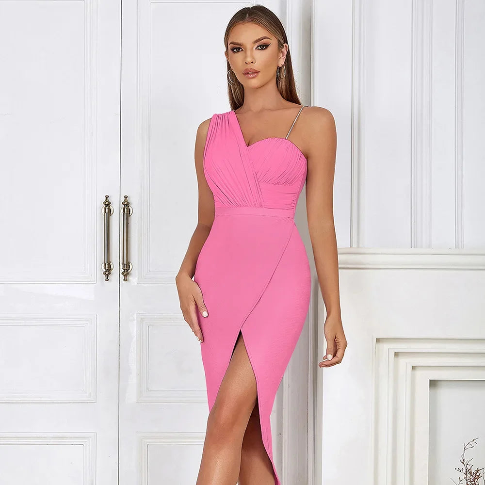 Florine | Robe asymétrique avec plis et fente