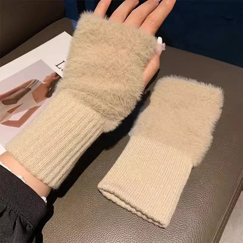 Mode Pure | Gants sans doigts en tricot douillet