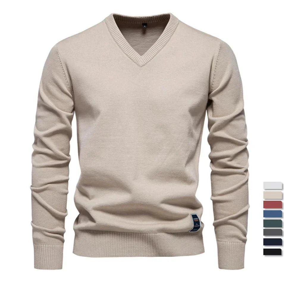 Mode Pure | Pull en Coton Solide Col V