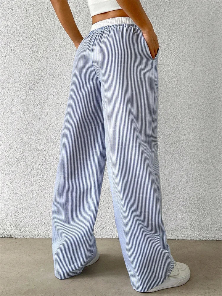 Mode Pure | Pantalon Large Rayé