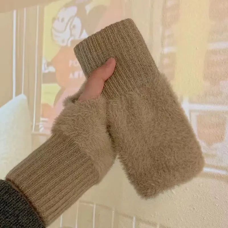 Mode Pure | Gants sans doigts en tricot douillet