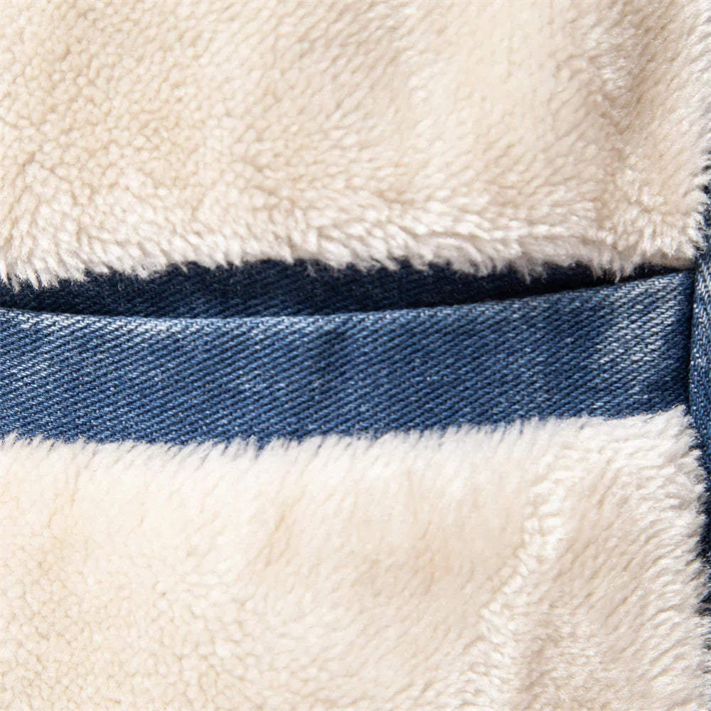Mode Pure – Veste en Jean Chaude avec Col en Fourrure