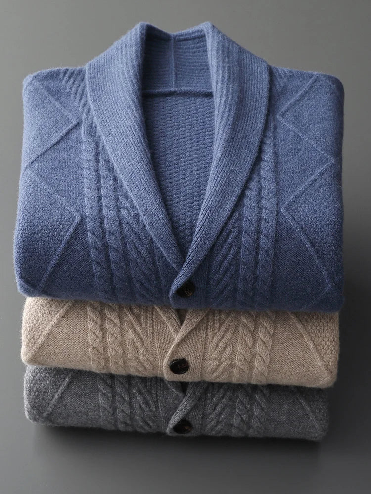 Mode Pure | Cardigan en Laine Exclusif avec Motif à Carreaux