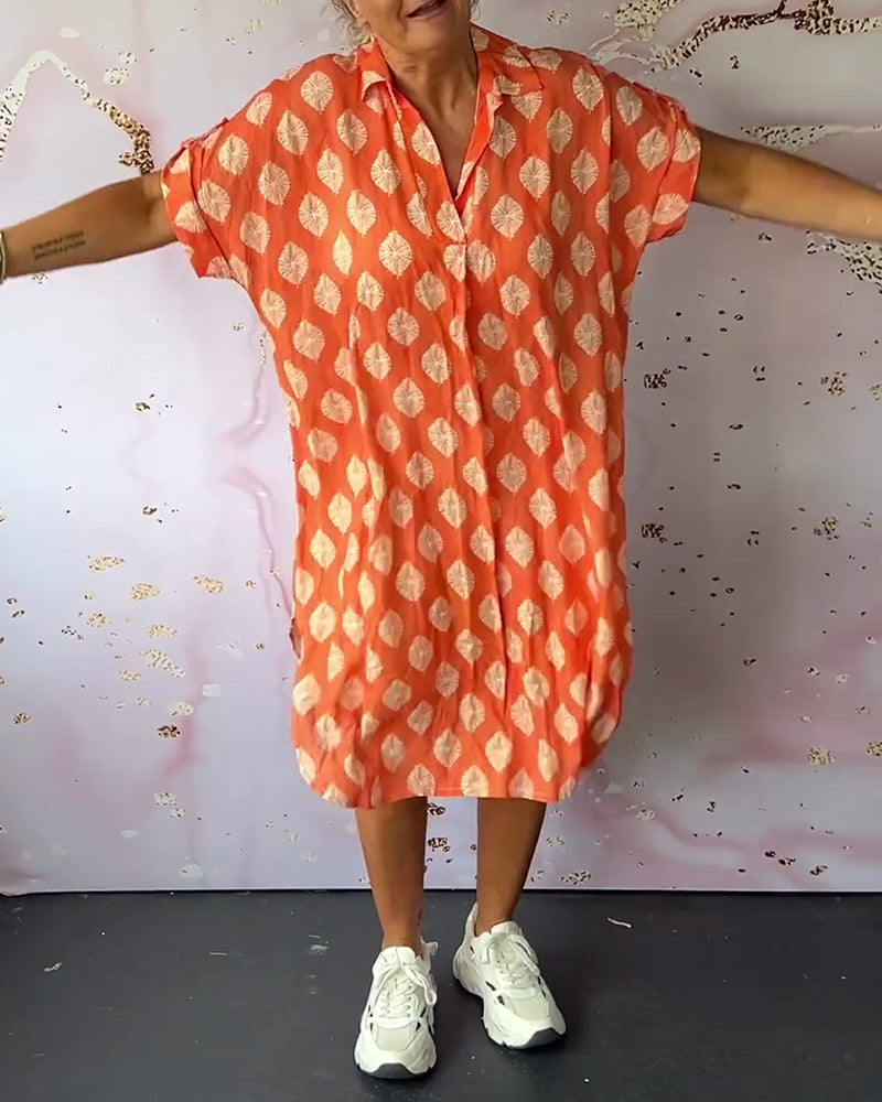 Liora™ | Robe D'été Ample avec Col Revers et Manches Courtes